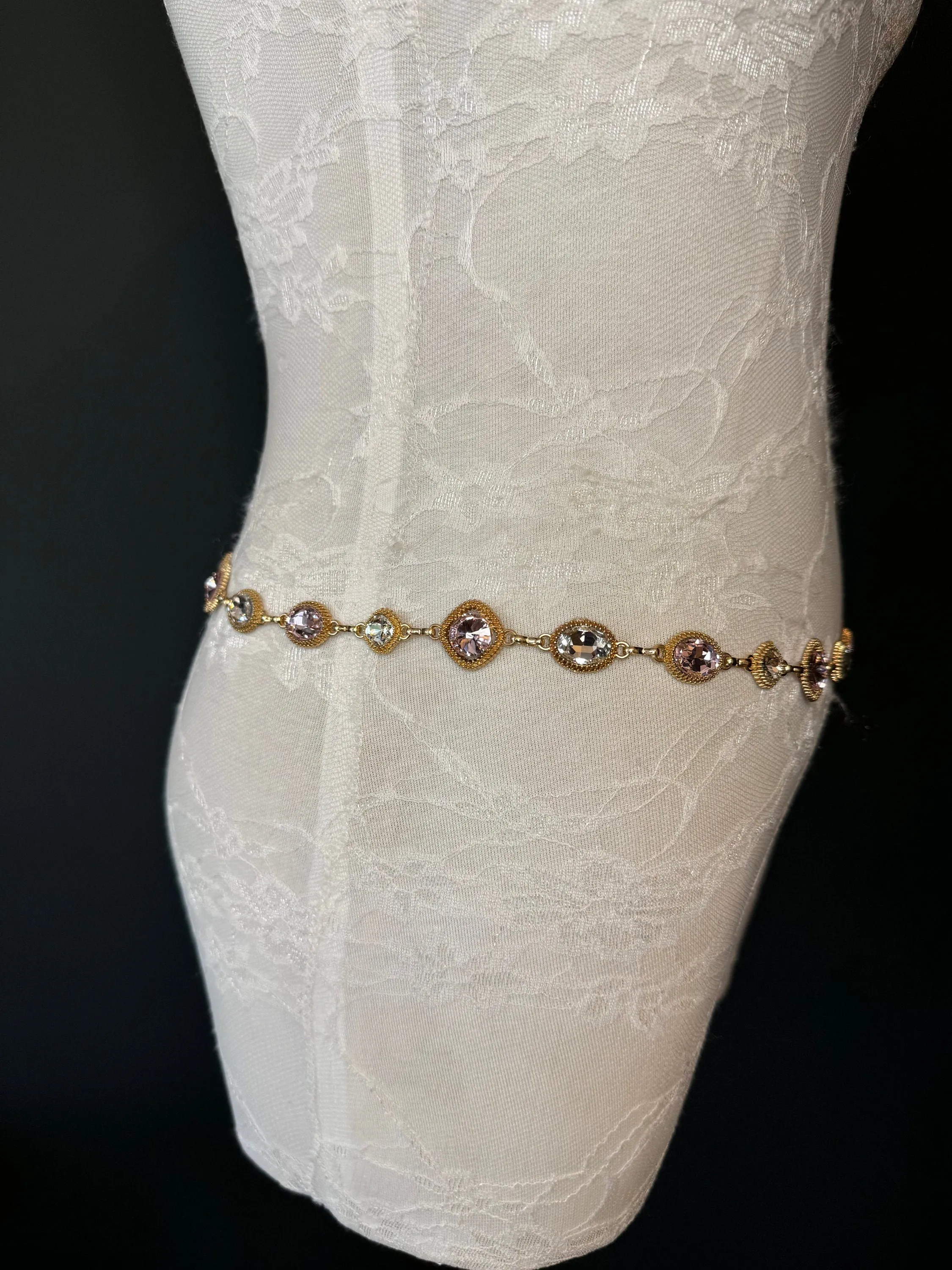 X-Long Belt, Jewel Rhinestone Belt, Chain Belt, Vintage Style Belt, Diamante Belt, Fashion Belt, Gift, Quality Belt, Elegant, Swimwear Belt