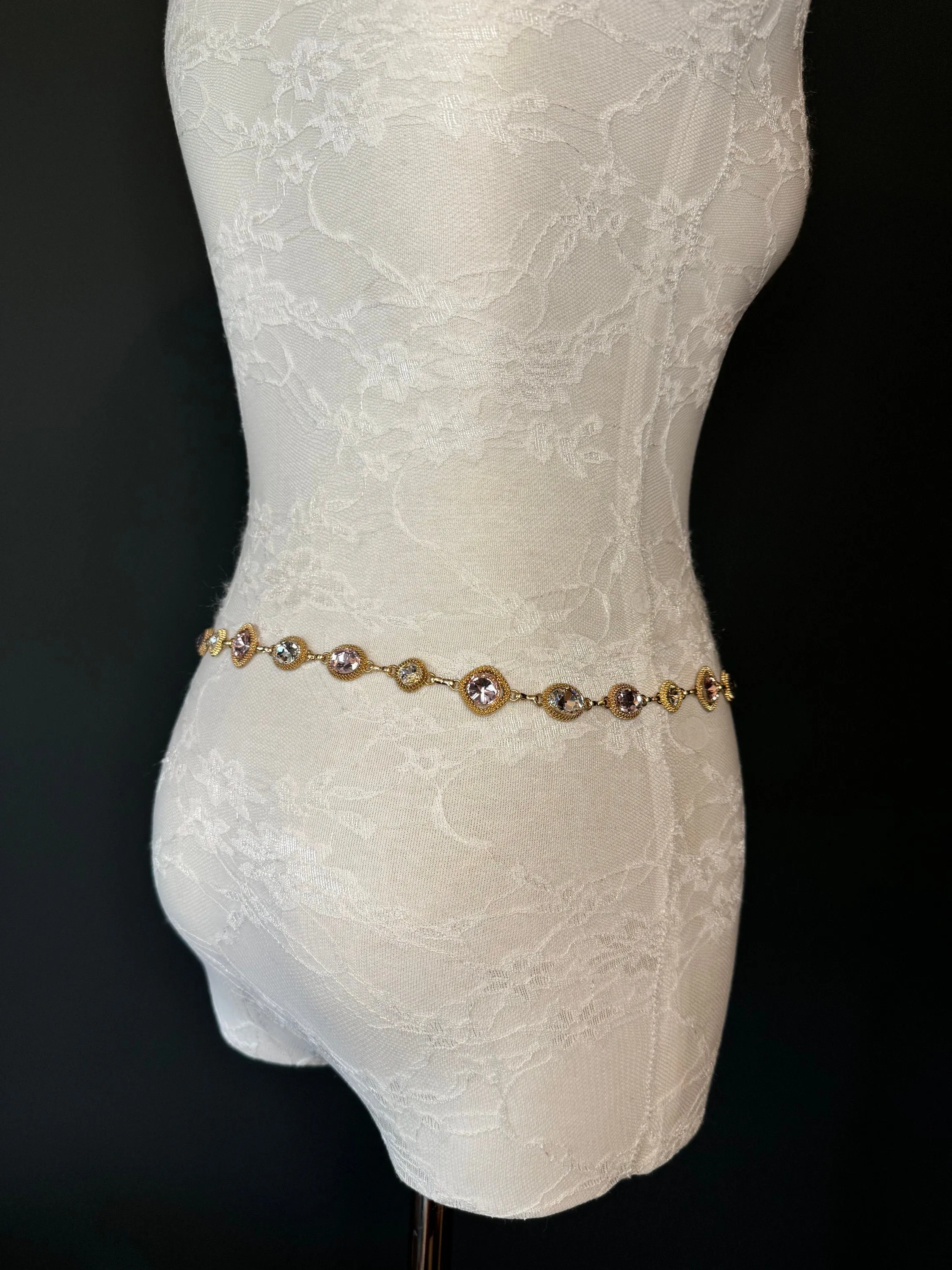 X-Long Belt, Jewel Rhinestone Belt, Chain Belt, Vintage Style Belt, Diamante Belt, Fashion Belt, Gift, Quality Belt, Elegant, Swimwear Belt