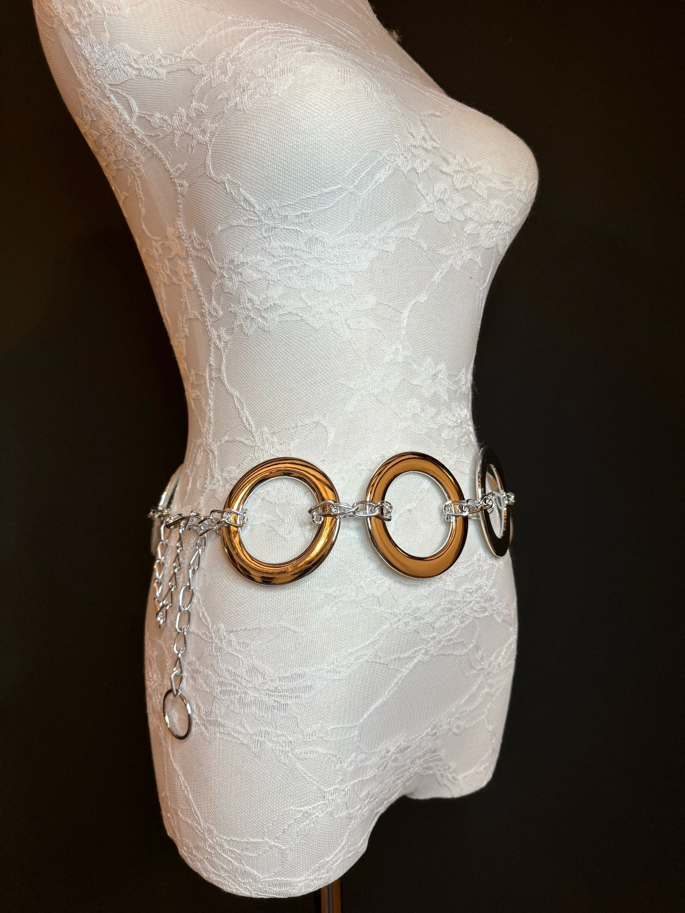 X-long Belt, Ring Belt, Antique Brass  Rings Belt, Gold, Silver, Gold, Chain Belt, Fashion Belt, Rings, 8cm Rings, Teen Sizes, 18”-60” sizes