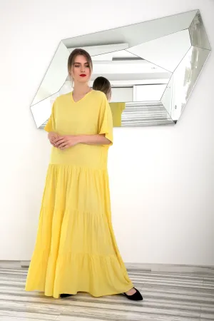 Yellow Maxi Dress, Kaftan Dress, Boho Dress, Plus Size Clothing, Beach Caftan, Bohemian Clothing, Ruffle Dress, Maternity Dress, Summer