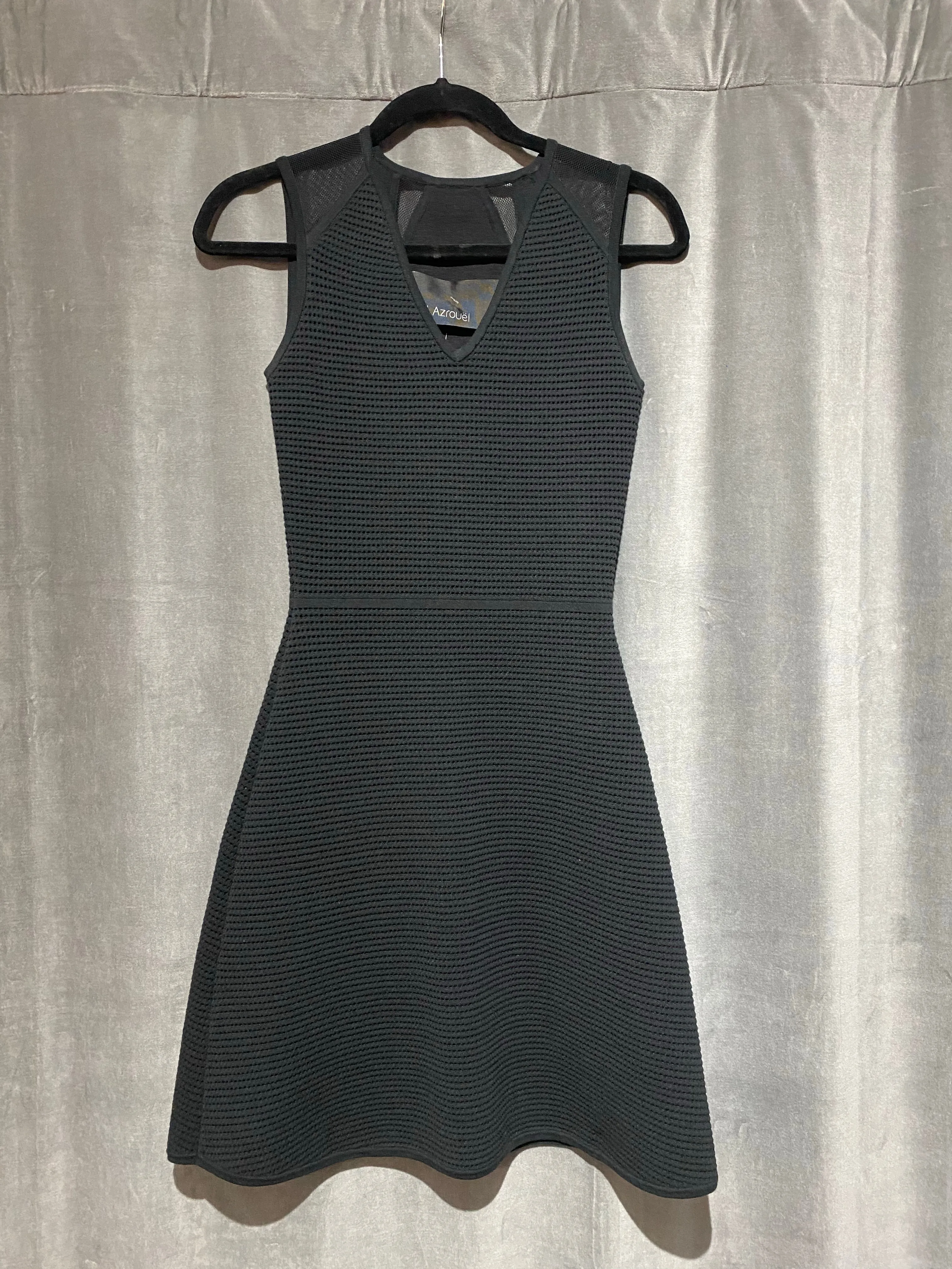 Yigal Azrouel Black Sleeveless Fit and Flare Textured Dress