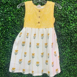 Yo Baby Off White & Yellow Floral Dress