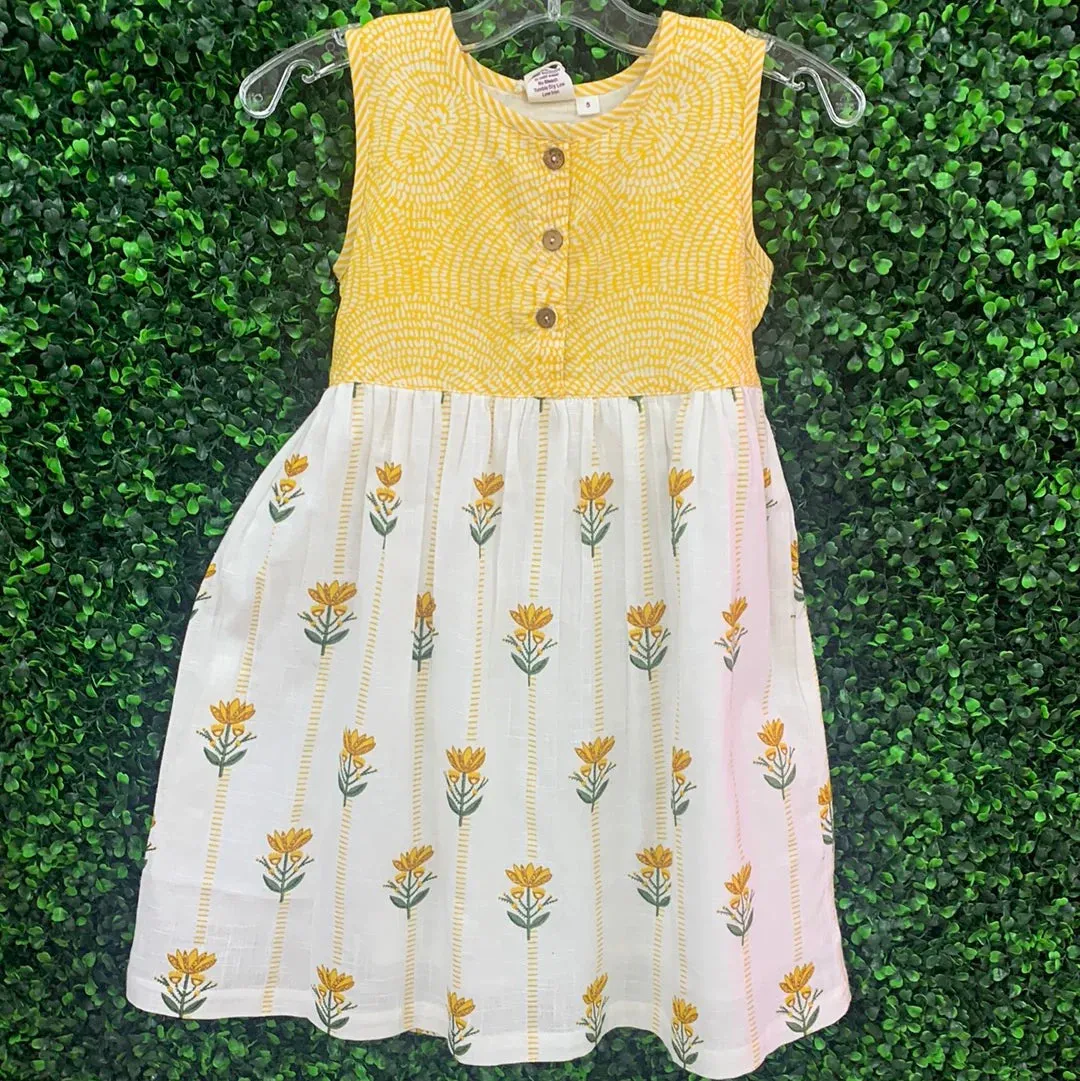 Yo Baby Off White & Yellow Floral Dress