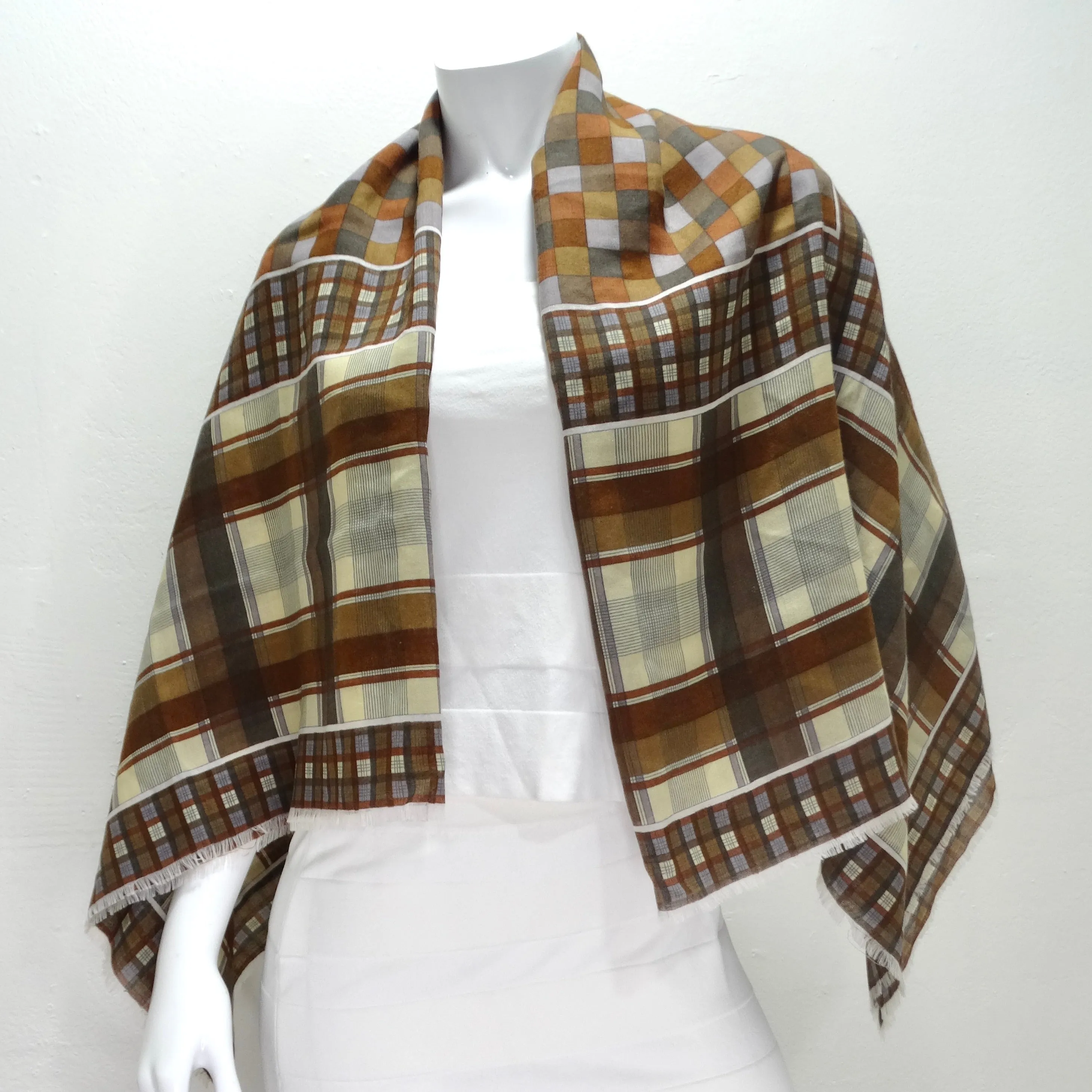 Yves Saint Laurent 1980s Brown Printed Scarf