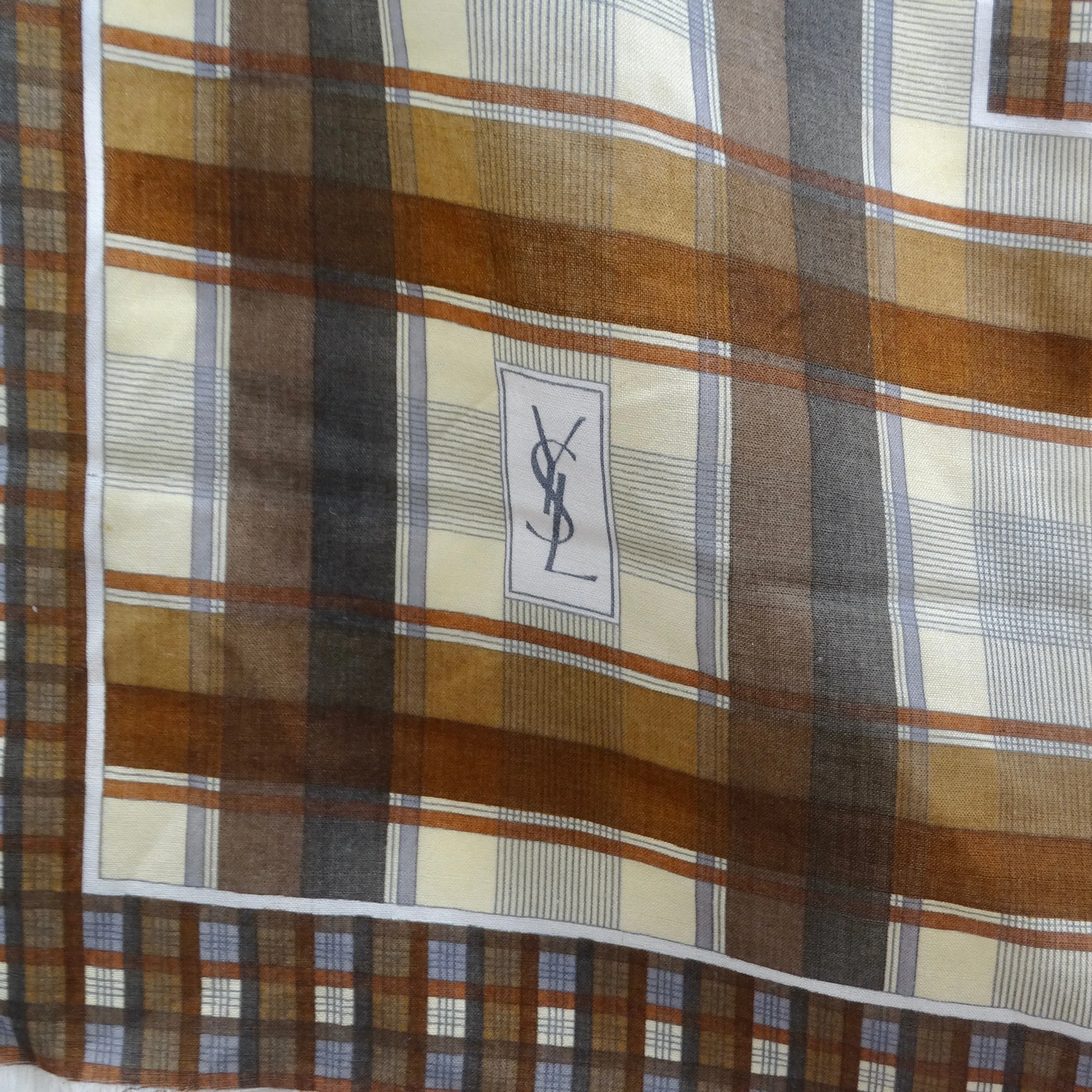Yves Saint Laurent 1980s Brown Printed Scarf
