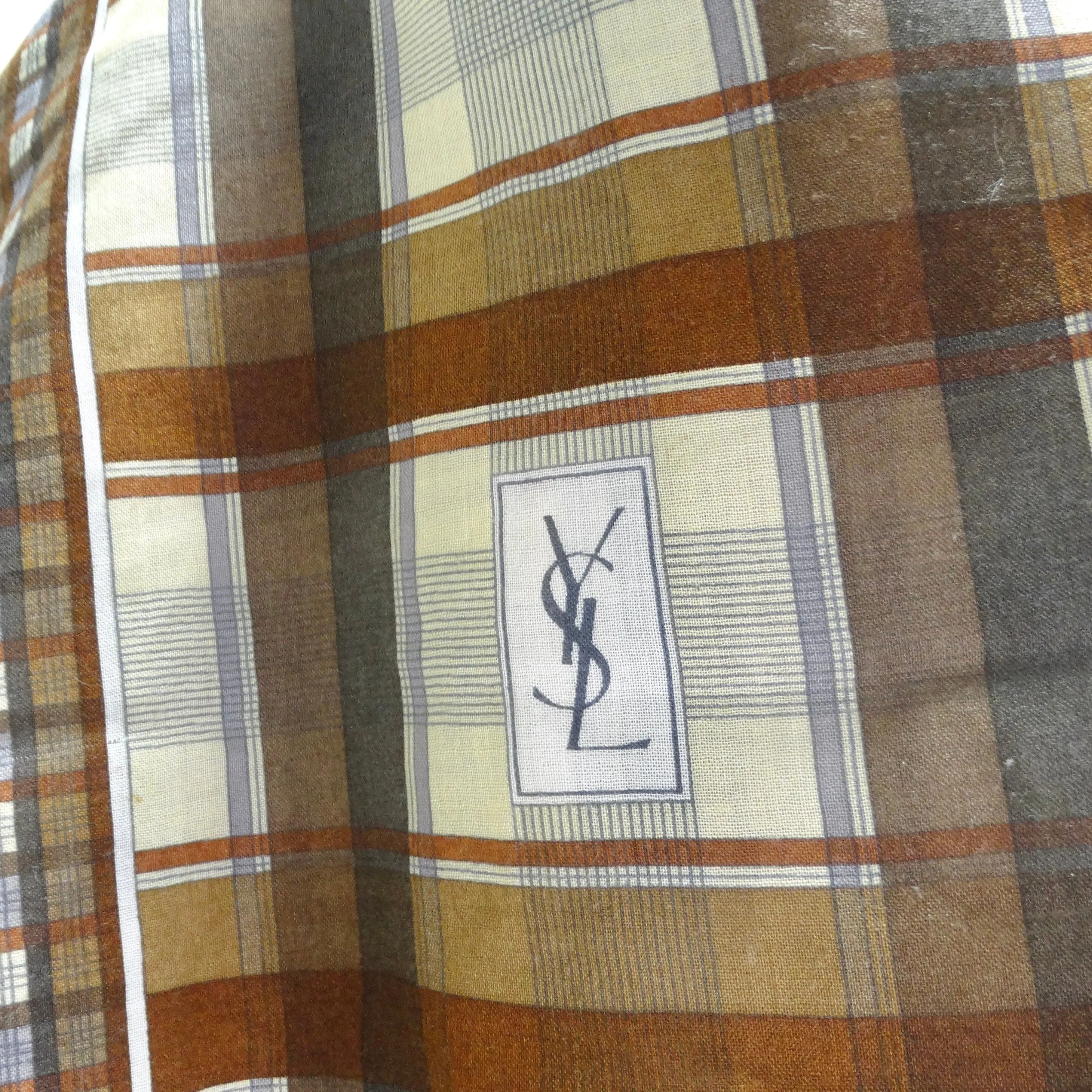 Yves Saint Laurent 1980s Brown Printed Scarf