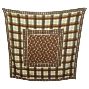 Yves Saint Laurent 1980s Brown Printed Scarf