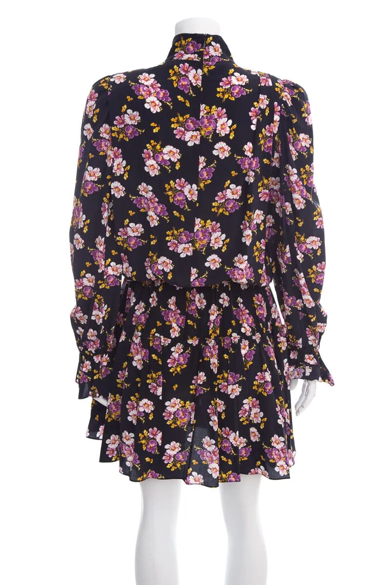 Zadig & Voltaire Black Floral Long Sleeve Dress SZ M