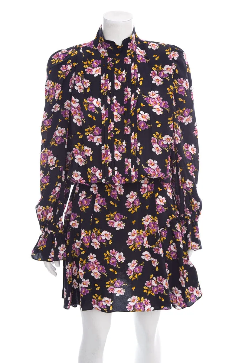 Zadig & Voltaire Black Floral Long Sleeve Dress SZ M